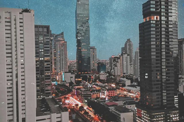 King Power Mahanakhon tower rising over the Silom and Chong Nonsi district in Bangkok