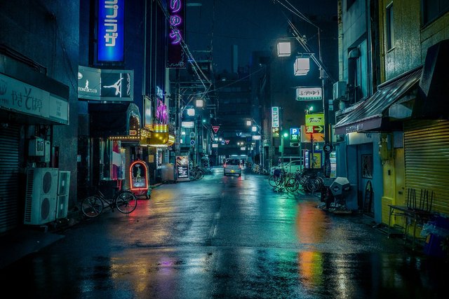 Rain falling on a Bangkok street during the wet season