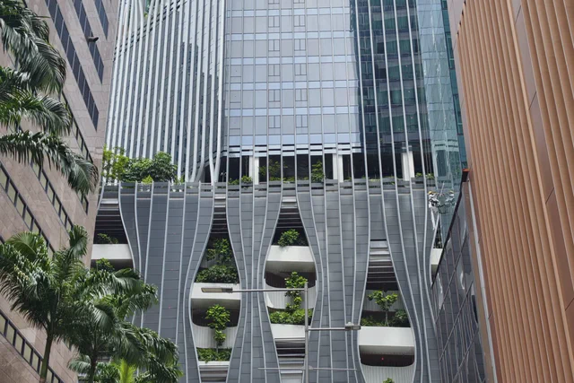 CapitaSpring tower and elevated greenery in downtown Singapore