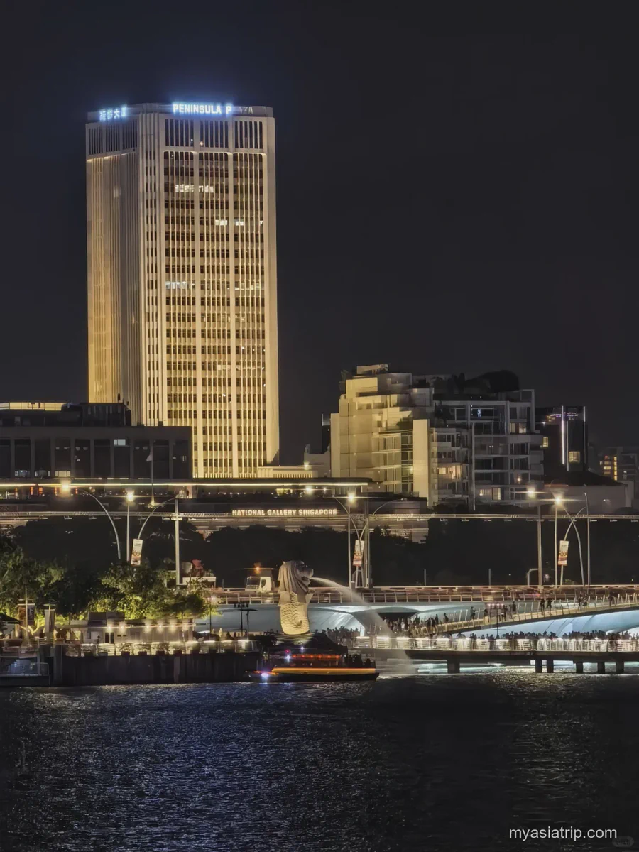 Marina Bay Sands and illuminated surroundings at night