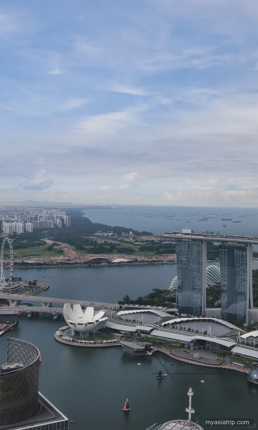 Aerial view of Marina Bay and the surrounding green spaces