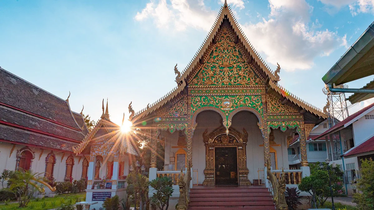 A temple in the hills around Chiang Mai during the cooler season