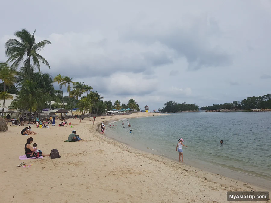 Families relaxing at Siloso Beach in Sentosa