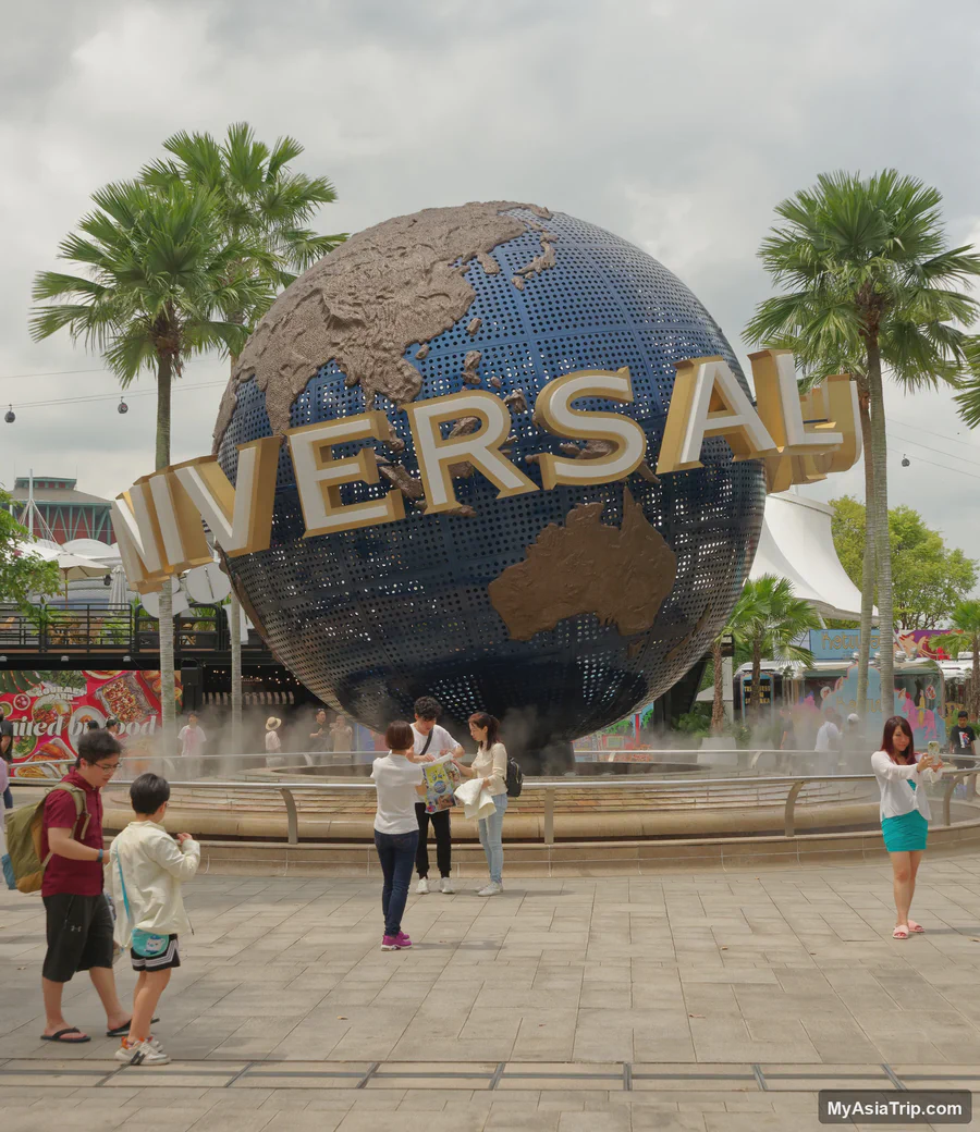 Universal Studios Singapore globe at the entrance